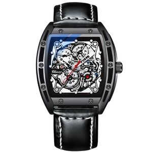 CHENXI Men's Skeleton Automatic Mechanical Tonneau Shaped Watch Waterproof Gift